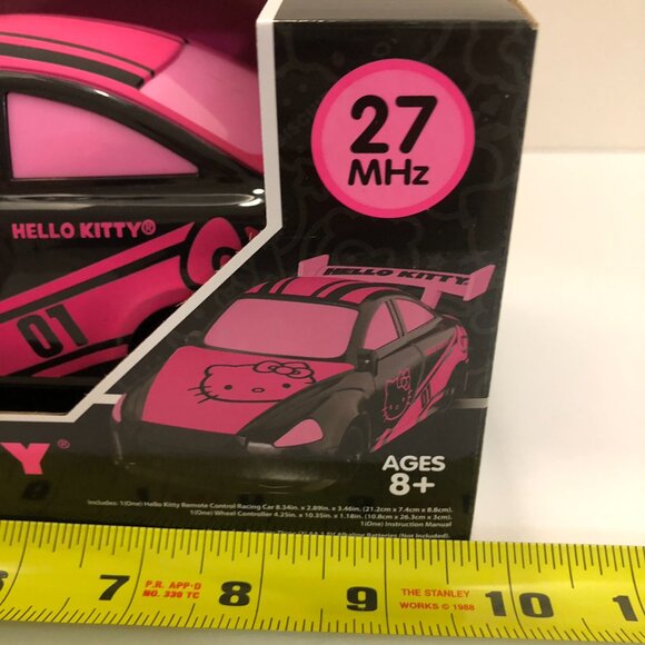 Hello Kitty Remote Control Racing Car & Wheel Controller Black Pink Set of 3 - Picture 10 of 16
